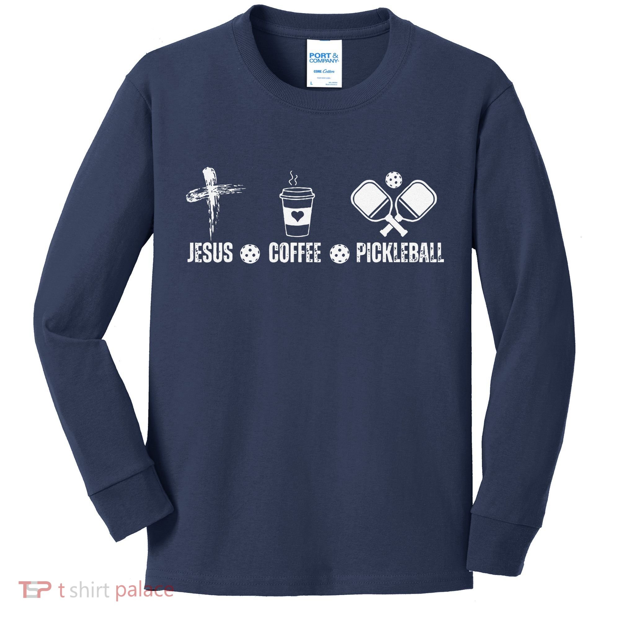 Jesus Coffee Pickleball Funny Christian Pickleball Lovers Kids Long Sleeve Shirt