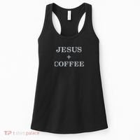 Jesus + Coffee Plus Christian Faith Love Of God And Caffeine Embroidered  Embroidered Women's Tank Top thumb 0