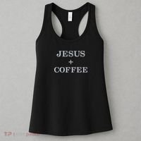 Jesus + Coffee Plus Christian Faith Love Of God And Caffeine Embroidered  Embroidered Women's Tank Top thumb 3