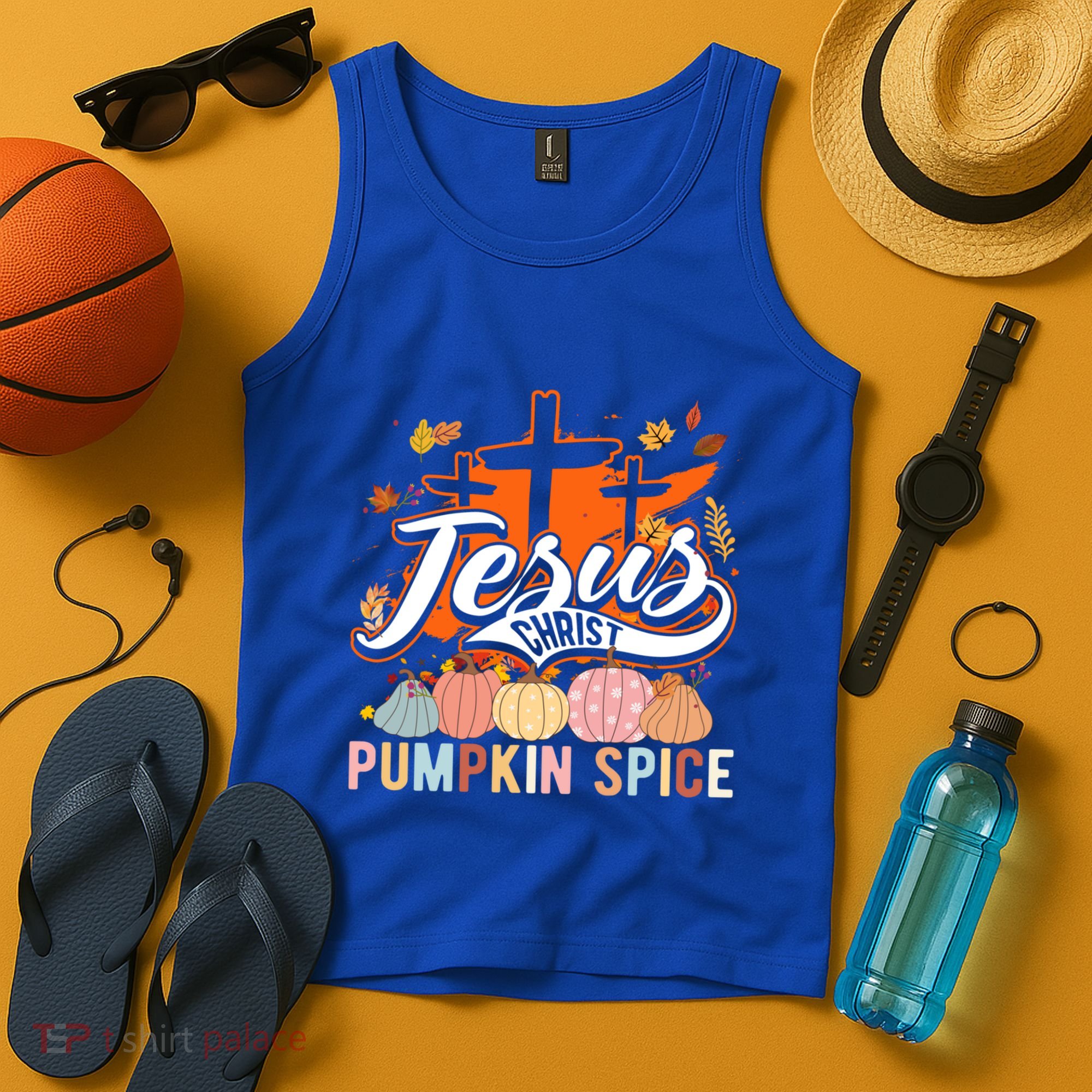 Jesus Christ Pumpkin Spice Thanksgiving Fall Christian Funny Gift Tank Top
