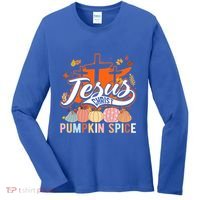 Jesus Christ Pumpkin Spice Thanksgiving Fall Christian Funny Gift Women's Long Sleeve Shirt thumb 0