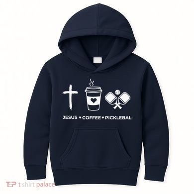 Jesus Coffee Pickleball Kids Hoodie