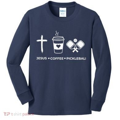 Jesus Coffee Pickleball Kids Long Sleeve Shirt