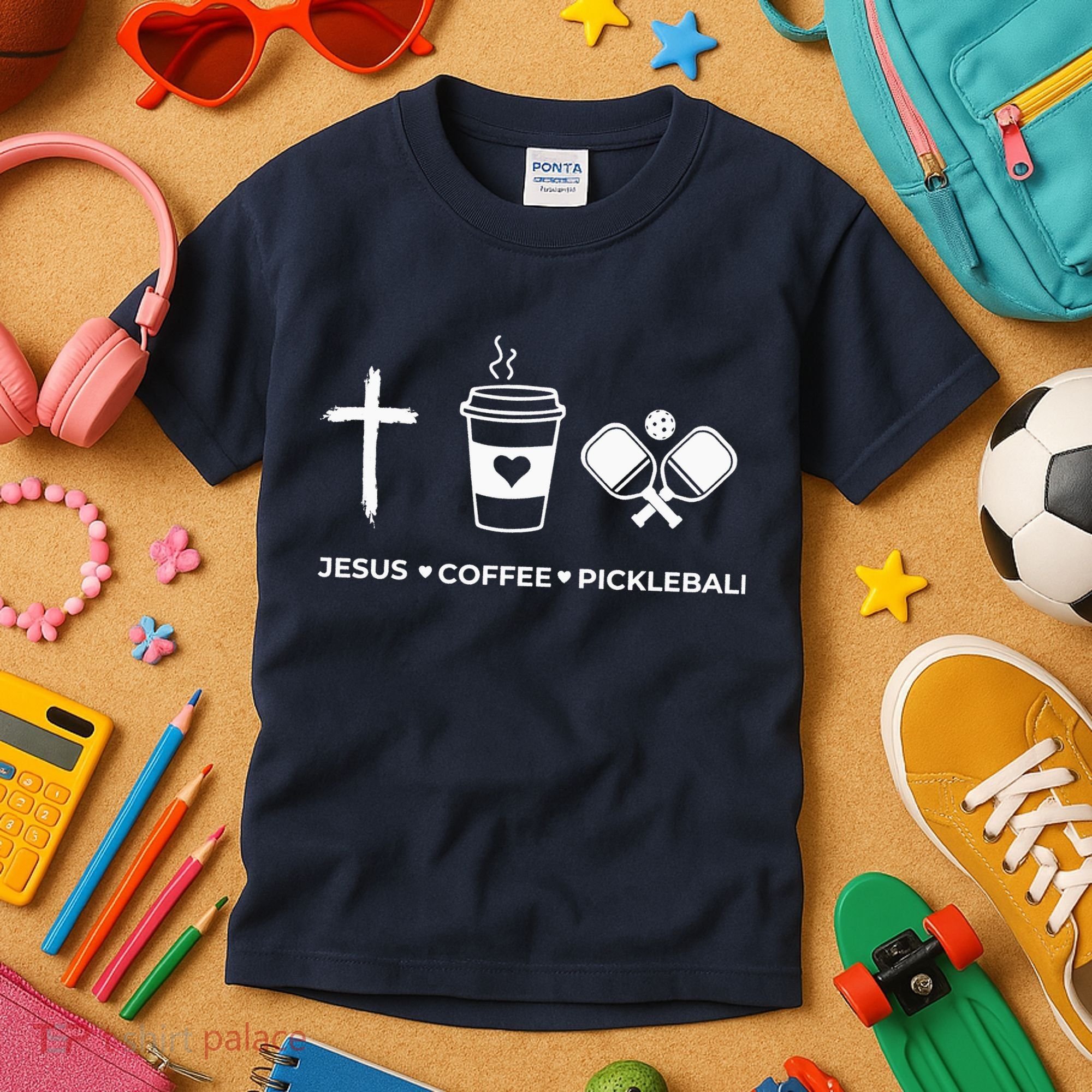 Jesus Coffee Pickleball Kids T-Shirt