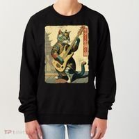 Japanese Cat Princess Playing The Electric Guitar Japanese Samurai Guitar Player Women's Sweatshirt thumb 0