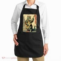 Japanese Cat Princess Playing The Electric Guitar Japanese Samurai Guitar Player Apron thumb 2