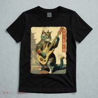 Japanese Cat Princess Playing The Electric Guitar Japanese Samurai Guitar Player T-Shirt thumb 5