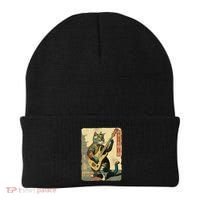 Japanese Cat Princess Playing The Electric Guitar Japanese Samurai Guitar Player Beanie thumb 0