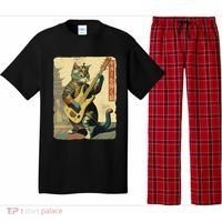 Japanese Cat Princess Playing The Electric Guitar Japanese Samurai Guitar Player Pajama Set thumb 0