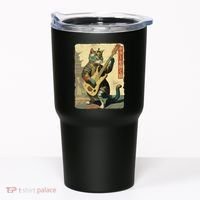 Japanese Cat Princess Playing The Electric Guitar Japanese Samurai Guitar Player Tumbler thumb 0