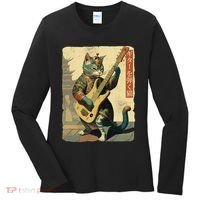 Japanese Cat Princess Playing The Electric Guitar Japanese Samurai Guitar Player Women's Long Sleeve Shirt thumb 0