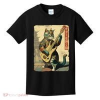 Japanese Cat Princess Playing The Electric Guitar Japanese Samurai Guitar Player Kids T-Shirt thumb 0