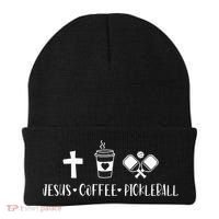 Jesus Coffee Picklenall Funny Christian Pickleball Lovers Beanie thumb 0