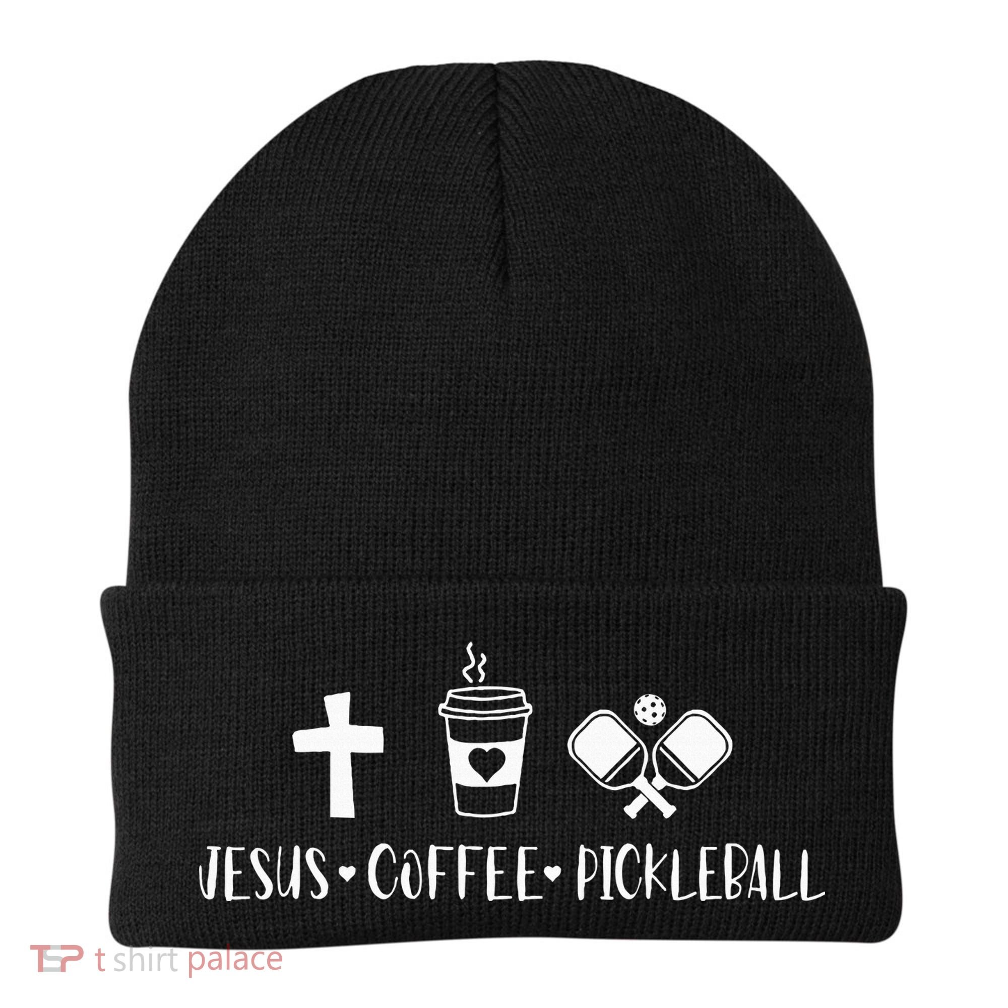 Jesus Coffee Picklenall Funny Christian Pickleball Lovers Beanie