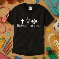 Jesus Coffee Picklenall Funny Christian Pickleball Lovers Kids T-Shirt thumb 3