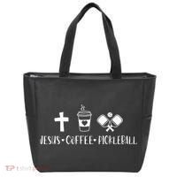 Jesus Coffee Picklenall Funny Christian Pickleball Lovers Tote Bag thumb 0