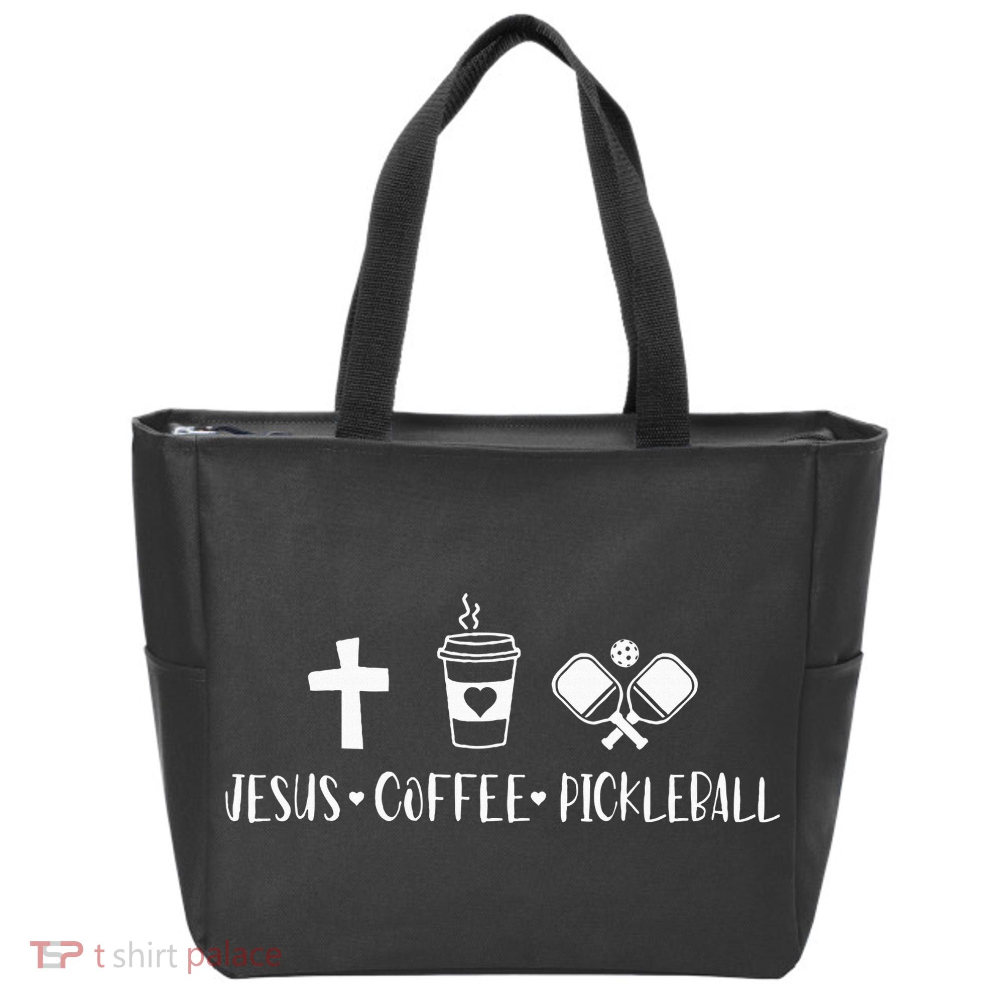 Jesus Coffee Picklenall Funny Christian Pickleball Lovers Tote Bag
