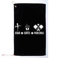 Jesus Coffee Pickleball Funny Christian Pickleball Lovers Golf Towel thumb 0