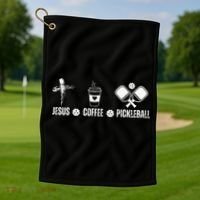 Jesus Coffee Pickleball Funny Christian Pickleball Lovers Golf Towel thumb 1