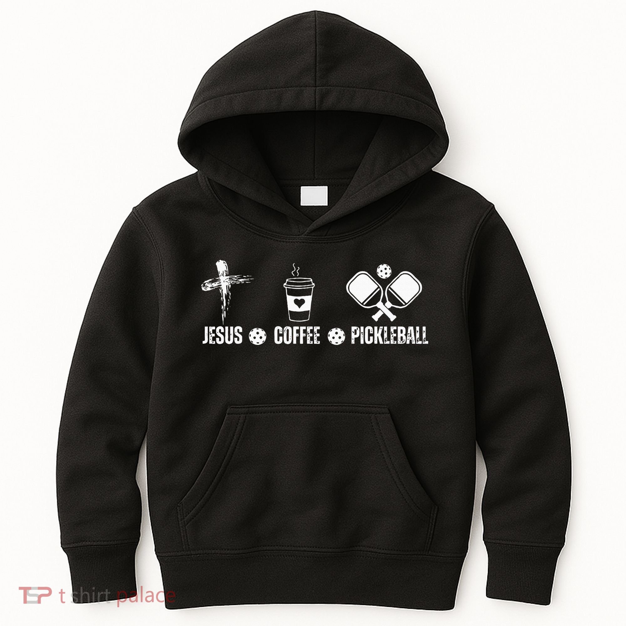 Jesus Coffee Pickleball Funny Christian Pickleball Lovers Kids Hoodie