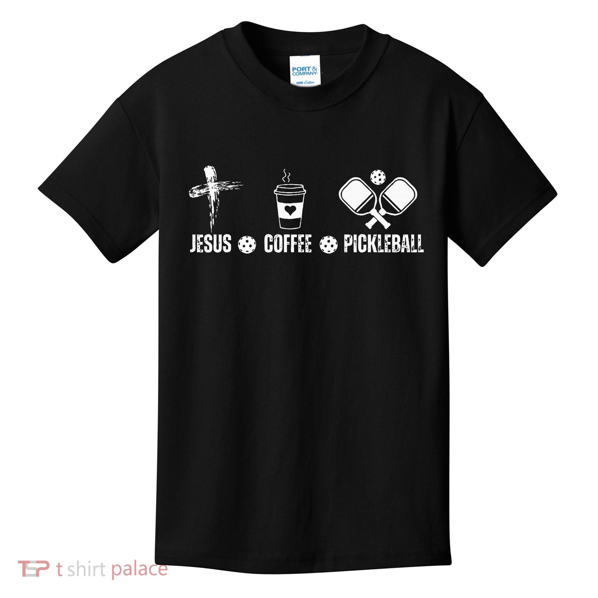 Jesus Coffee Pickleball Funny Christian Pickleball Lovers Kids T-Shirt