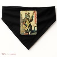 Japanese Cat Princess Playing The Electric Guitar USA-Made Doggie Bandana thumb 0