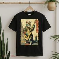 Japanese Cat Princess Playing The Electric Guitar T-Shirt thumb 2