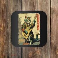 Japanese Cat Princess Playing The Electric Guitar Coaster thumb 0