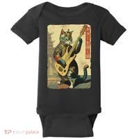 Japanese Cat Princess Playing The Electric Guitar Baby Bodysuit thumb 0