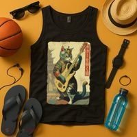 Japanese Cat Princess Playing The Electric Guitar Tank Top thumb 4