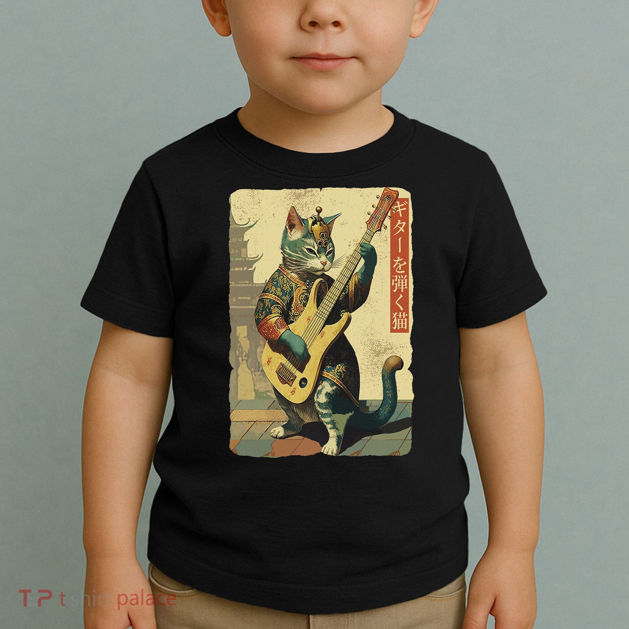 Japanese Cat Princess Playing The Electric Guitar Toddler T-Shirt