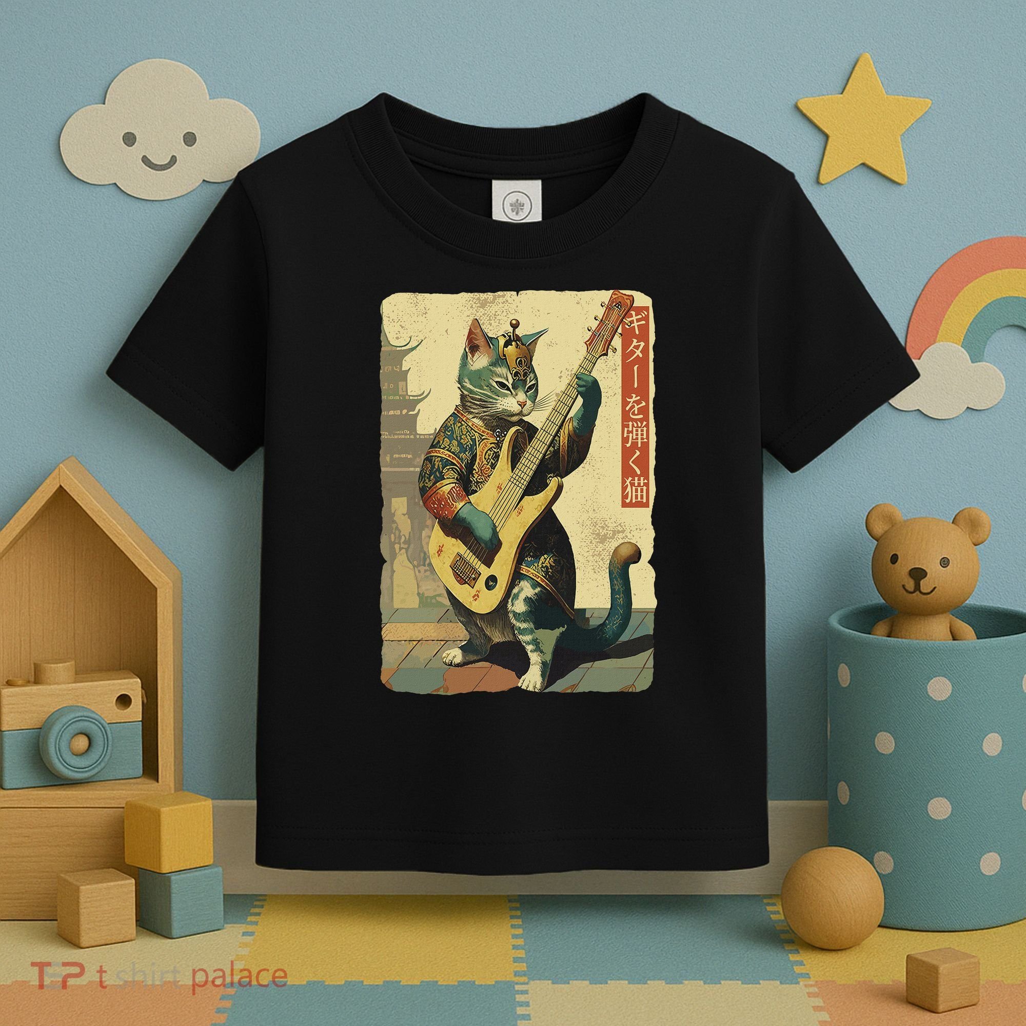 Japanese Cat Princess Playing The Electric Guitar Toddler T-Shirt