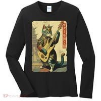 Japanese Cat Princess Playing The Electric Guitar Women's Long Sleeve Shirt thumb 0