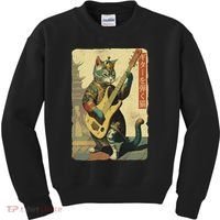 Japanese Cat Princess Playing The Electric Guitar Kids Sweatshirt thumb 0