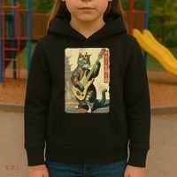 Japanese Cat Princess Playing The Electric Guitar Kids Hoodie thumb 3