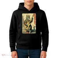 Japanese Cat Princess Playing The Electric Guitar Kids Hoodie thumb 4