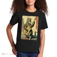 Japanese Cat Princess Playing The Electric Guitar Kids T-Shirt thumb 2