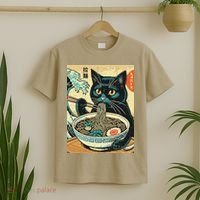 Japanese Cat Ramen Great Wave Vintage Art Food Women T-Shirt thumb 2
