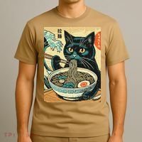 Japanese Cat Ramen Great Wave Vintage Art Food Women T-Shirt thumb 3