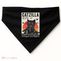 Japanese Catzilla Retro Anime Cat USA-Made Doggie Bandana thumb 0
