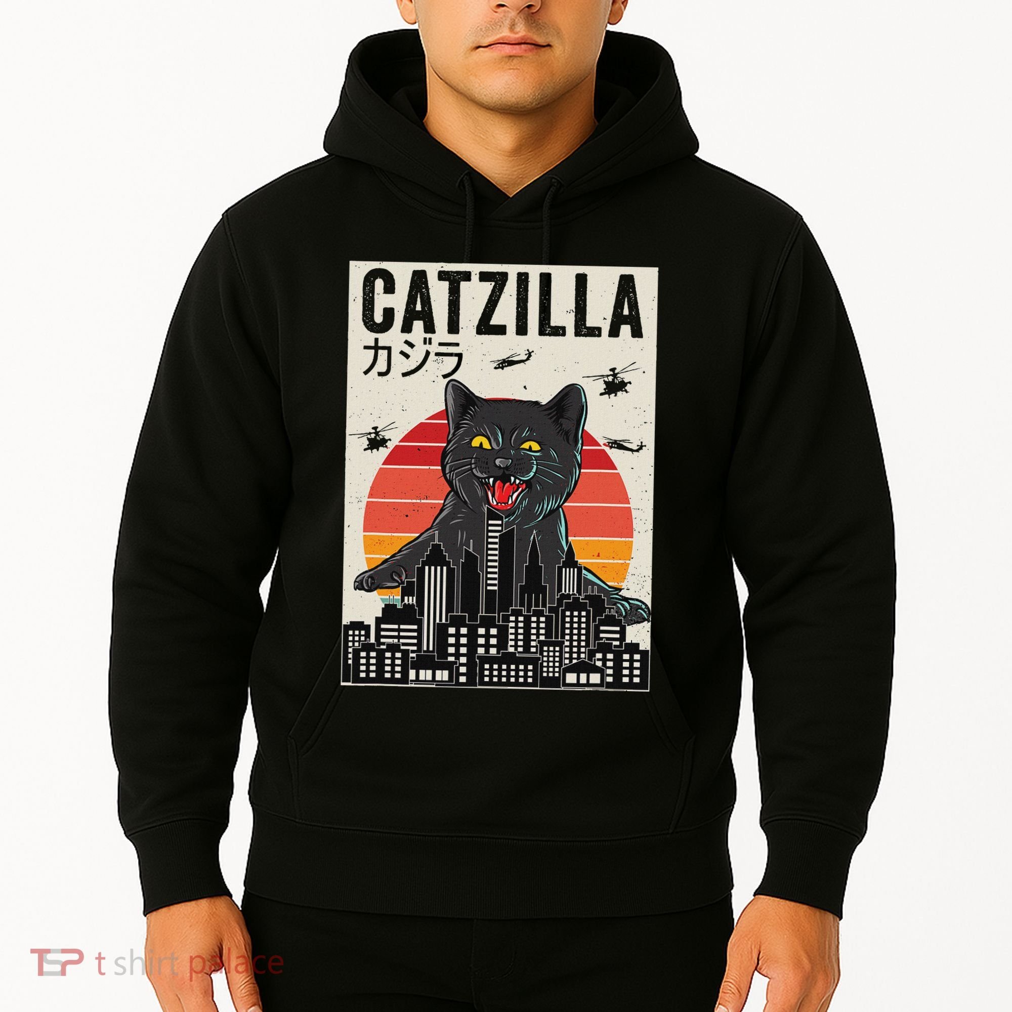 Japanese Catzilla Retro Anime Cat Hoodie