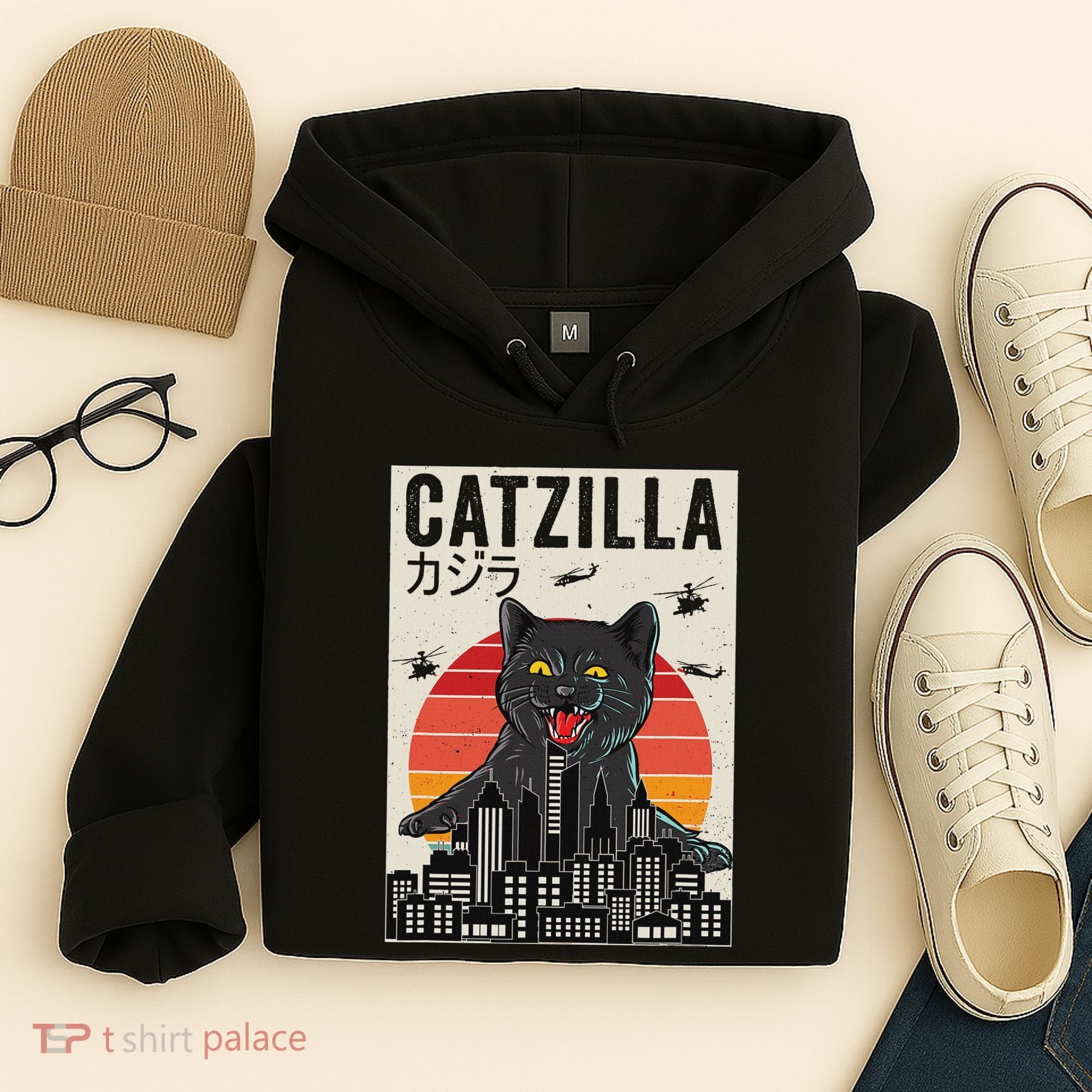 Japanese Catzilla Retro Anime Cat Hoodie