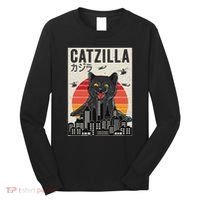 Japanese Catzilla Retro Anime Cat Long Sleeve Shirt thumb 0