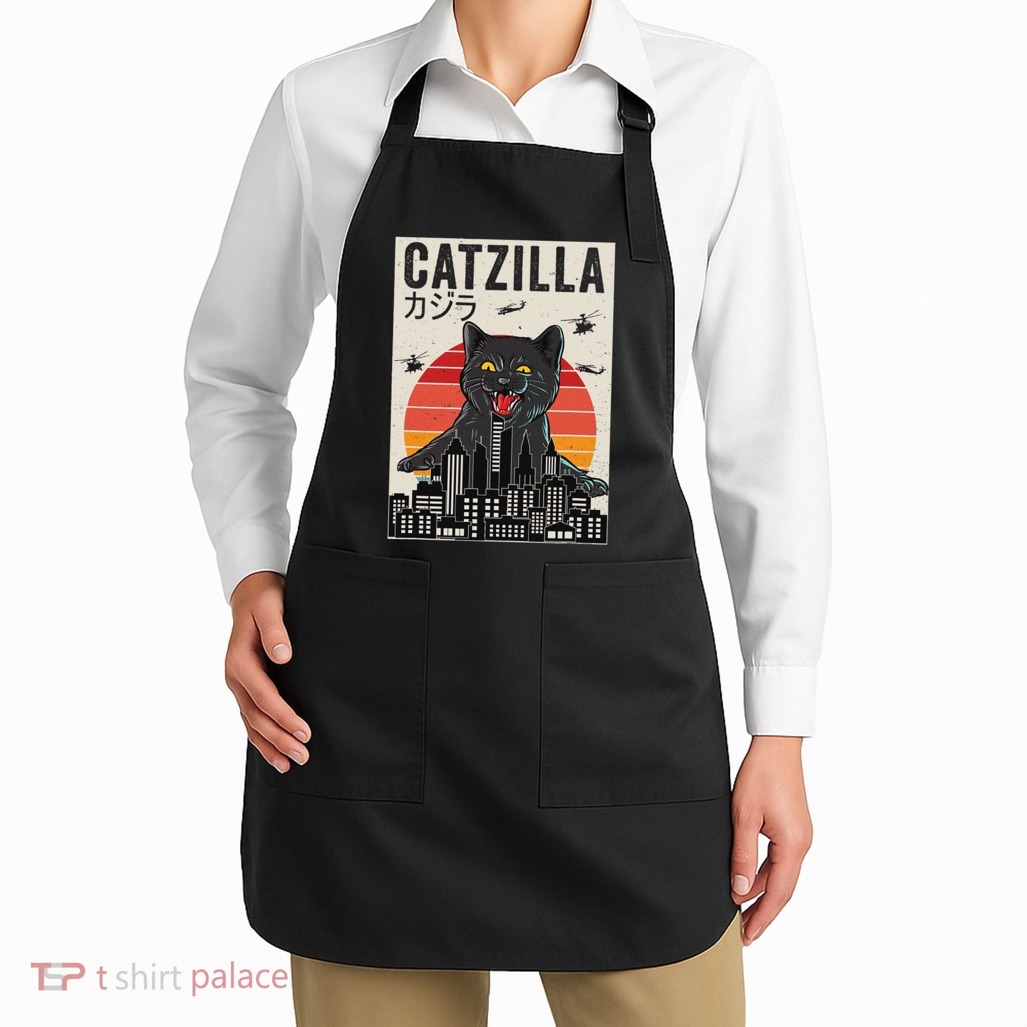 Japanese Catzilla Retro Anime Cat Apron