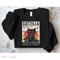 Japanese Catzilla Retro Anime Cat Sweatshirt thumb 2