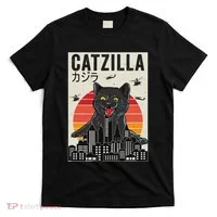 Japanese Catzilla Retro Anime Cat T-Shirt thumb 0