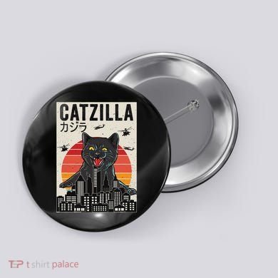 Japanese Catzilla Retro Anime Cat Button