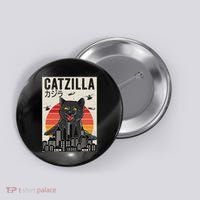 Japanese Catzilla Retro Anime Cat Button thumb 0