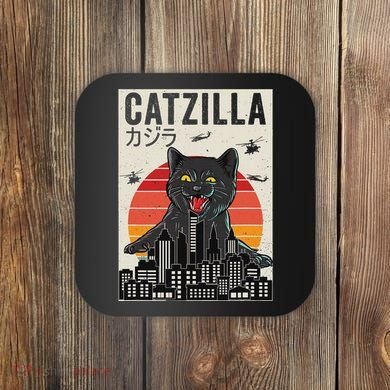 Japanese Catzilla Retro Anime Cat Coaster
