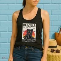 Japanese Catzilla Retro Anime Cat Women's Tank Top thumb 2